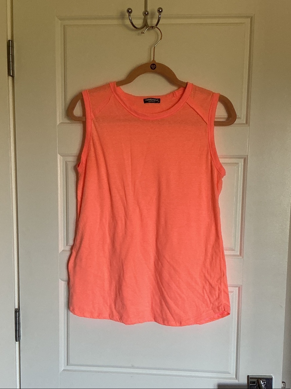 HEIMISH USA Neon Coral Sleeveless Crewneck Tank